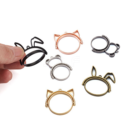 Alloy Open Back Bezel Pendants(Rotatable) PALLOY-TA0001-01-1