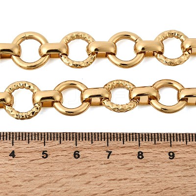 13MM 304 Stainless Steel Textured Round Ring Link Chain Necklaces NJEW-P349-01B-G-1