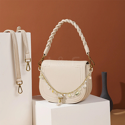 Alloy & ABS Plastic Imitation Pearl & Electroplated Natural Shell Tassel 304 Stainless Steel Bag Decorative Chains HJEW-BM00057-1