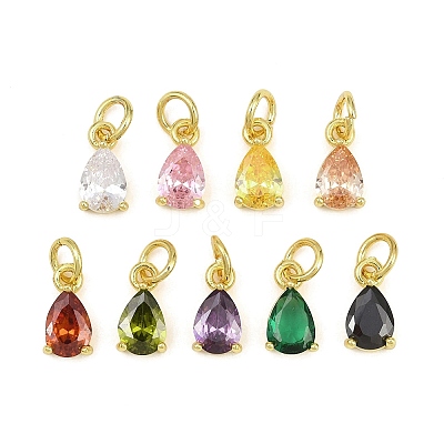 Brass Pave Cubic Zirconia Charms KK-K340-51G-1