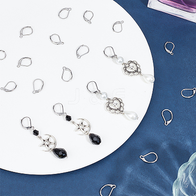 100Pcs 2 Style 304 Stainless Steel Leverback Earring Findings STAS-BBC0004-16-1