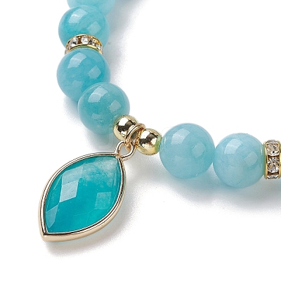 Natural Jade Stretch Bracelets BJEW-JB10092-02-1