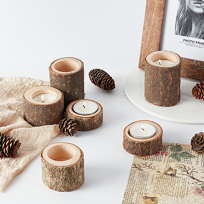 6Pcs 3 Styles Wood Candle Holders AJEW-GA0007-56-1