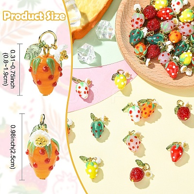 5Pcs Handmade Lampwork Pendants PALLOY-YW00108-05A-1