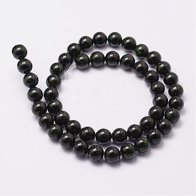 Synthetic Green Goldstone Beads Strands G-N0178-02-8mm-1