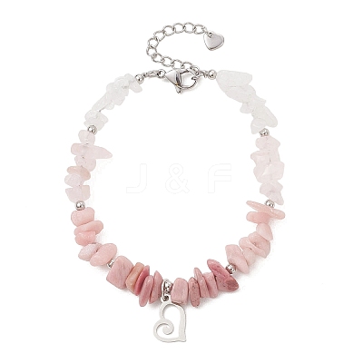 Natural Mixed Gemstone Chip Beaded Bracelest BJEW-JB12976-05-1