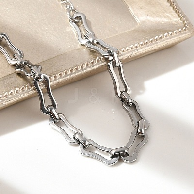 304 Stainless Steel Rectangle Link Chains Bracelets for Men & Women BJEW-D042-44P-1