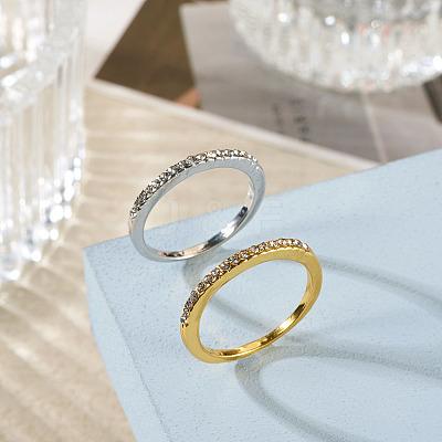 2Pcs 2 Colors Alloy with Crystal Rhinestone Finger Rings RJEW-TADJ0001-01A-1