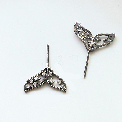 Brass Micro Pave Clear Cubic Zirconia Fishtail Head Pins BAPE-PW0002-10C-B-1