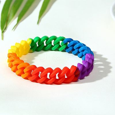 Rainbow Color Pride Flag Silicone Wristband Bracelet RABO-PW0001-042B-1