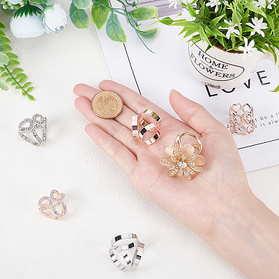 6Pcs 6 Styles Alloy Women Lady Girls Fashion Scarf Ring Buckle JEWB-CA0001-02-1