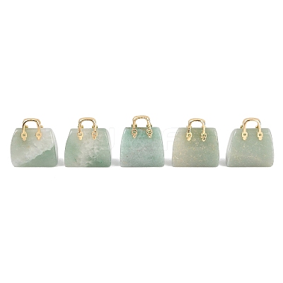 Natural Green Aventurine Brass Pendants KK-E274-01G-14-1