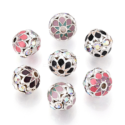 Round Brass Enamel Beads KK-Q080-01A-S-1