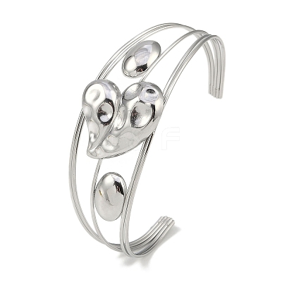 Non-Tarnish 304 Stainless Steel Hollow Open Cuff Bangles BJEW-Q348-03P-11-1