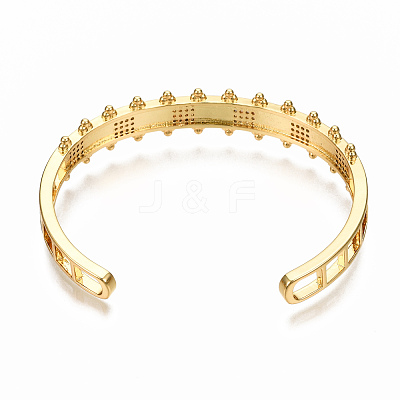 Brass Micro Pave Clear Cubic Zirconia Cuff Bangles BJEW-N302-006A-NF-1