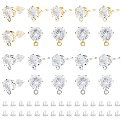 Brass Stud Earring Findings & Plastic Ear Nuts KK-FH0003-76-1