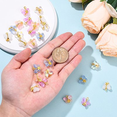 25Pcs 5 Colors Glass Pendants GLAA-YW0005-47-1