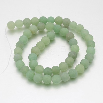 Frosted Round Natural Green Aventurine Bead Strands X-G-J338-05-8mm-1