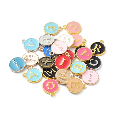 Flat Round Alloy Enamel Pendant PALLOY-XCP0001-34-1