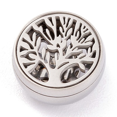 304 Stainless Steel Magnetic Diffuser Locket Aromatherapy Essential Oil Buckle AJEW-M027-11P-1