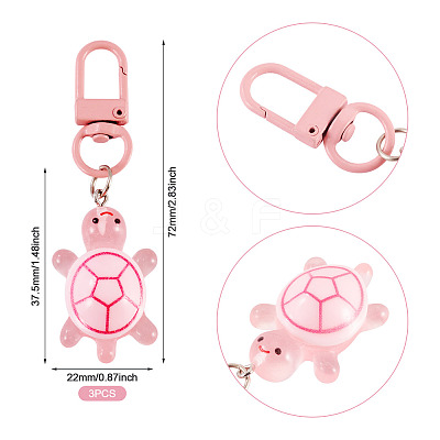 3Pcs Resin Tortoise Pendant Decorations HJEW-TA0001-39J-1