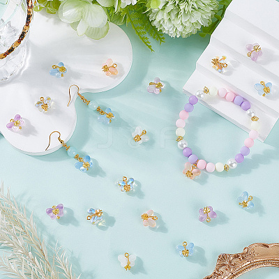30Pcs 5 Colors Glass Pendants GLAA-SC0002-58-1