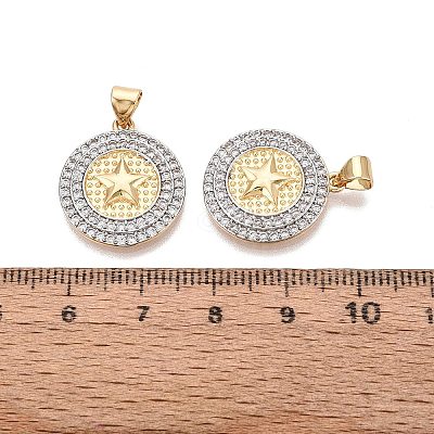 Brass Micro Pave Clear Cubic Zirconia Pendants KK-N287-44GP-04-1