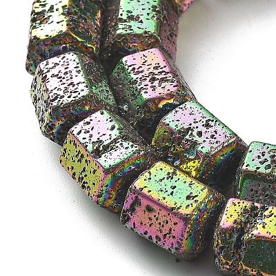 Electroplated Natural Lava Rock Beads Strands G-A251-A01-01K-1