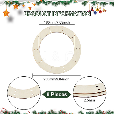 8Pcs Wreath Frames for Crafts WOOD-FG0001-35-1