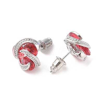 Rack Plating Brass Micro Pave Cubic Zirconia Stud Earrings EJEW-I304-04P-03-1