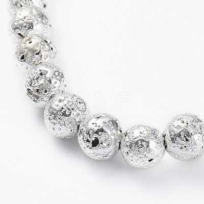 Electroplated Natural Lava Rock Beads Stretch Bracelets BJEW-G623-01S-6mm-1