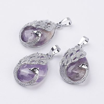 Natural Amethyst Pendants X-G-E442-04C-1