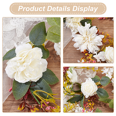 Silk Cloth Artificial Rose Vine AJEW-WH0348-64B-1