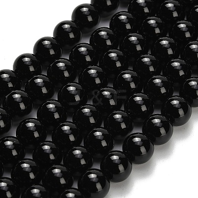 Natural Black Onyx(Dyed & Heated) Beads Strands X-G-H329-C06-6mm-1