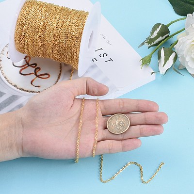 Brass Flat Oval Cable Chains CHC025Y-01-G-1