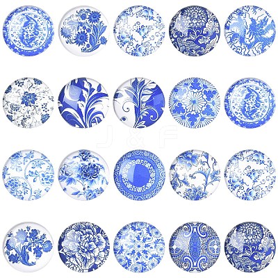 50Pcs Printed Glass Cabochons GGLA-YW0001-22-1