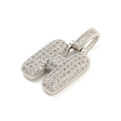 Brass Micro Pave Clear Cubic Zirconia Pendants KK-B099-01P-H-1