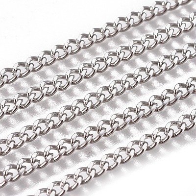 Non-Tarnish Handmade 304 Stainless Steel Curb Chains STAS-F229-06A-P-1