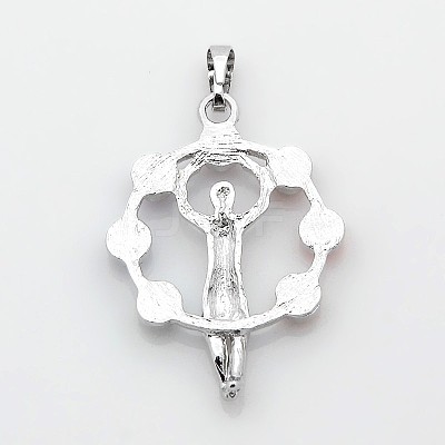 Platinum Plated Alloy Gemstone Pendants G-J179-01P-1
