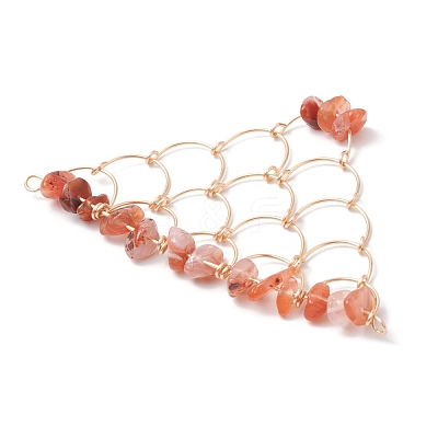 Natural Mixed Gemstone Chip Copper Wire Wrapped Connector Charms PALLOY-JF03030-1