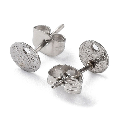 Non-Tarnish 201 Stainless Steel Flat Round Stud Earring Findings STAS-K259-18A-P-1