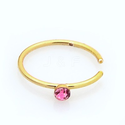 40Pcs 316L Surgical Stainless Steel Rhinestone Hoop Nose Rings AJEW-P001-03-1
