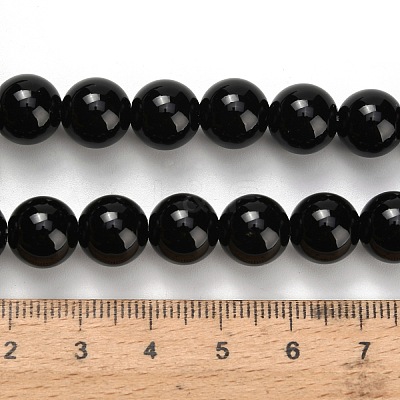 Natural Black Onyx(Dyed & Heated) Beads Strands G-H329-C06-10mm-1