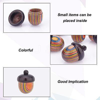Spray Painted Wooden Acorn Box Jewelry Pendants FIND-WH0143-46-1