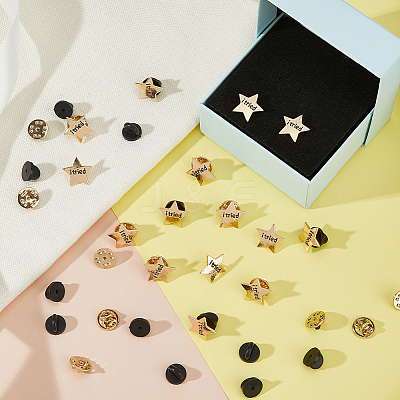 15 Bags Star with Word I Tried Alloy Lapel Pin Back Brooches for Backpack Clothes JEWB-DC0001-38LG-1