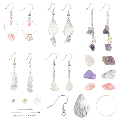 DIY Natural Gemstone Dangle Earrings Kits DIY-FS0006-91-1
