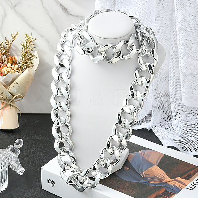1Pc Acrylic Cuban Link Chain Necklaces for Men NJEW-SP0001-09B-S-1