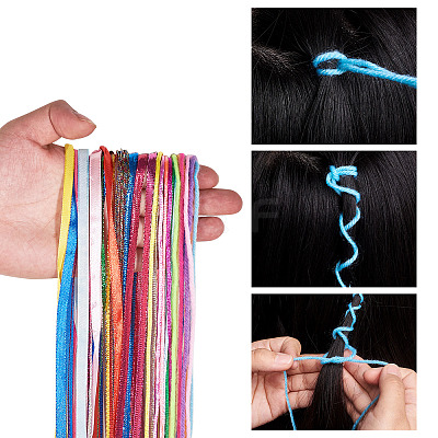 16 Bags 16 Style Metallic/Polyester/Organza/Yarn Cords Cords Hair Braiding String OHAR-KS0001-01-1