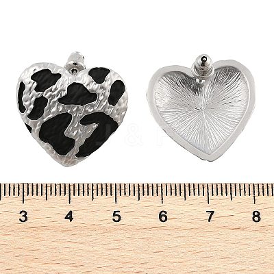 Leopard Print Brass Enamel Stud Earrings for Women EJEW-U055-15C-S-1