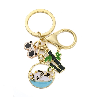 Rack Plating Panda Zinc Alloy Enamel Pendant Keychain KEYC-G064-01A-1